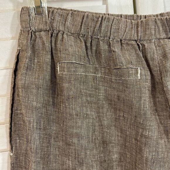 Chico’s Linen Pants Size 2 (12)  Brown Crop Wide Leg - Picture 8 of 14